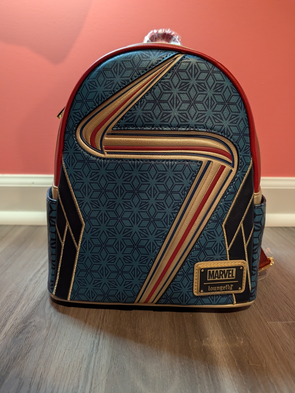 Loungefly Marvel Captain Marvel Blue Red and Gold Mini Backpack